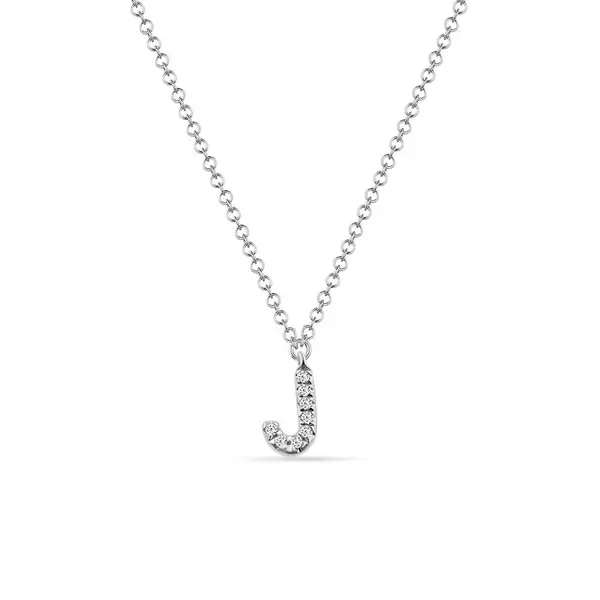 Leaf Jewelry Halskette Letter "J", 14 K Weißgold mit Diamanten Tiefpreis