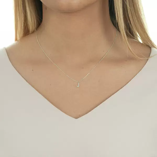 Leaf Jewelry Halskette Letter "J", 14 K Weißgold mit Diamanten Tiefpreis