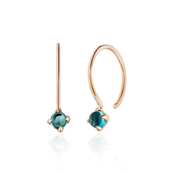 Leaf Jewelry Ohrringe Cabochon, Blaue Topas, 14 K Roségold Super Sparpreis