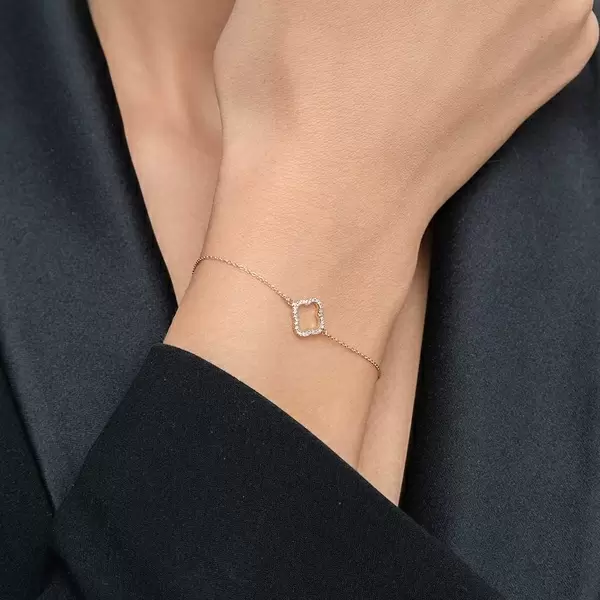 Leaf Jewelry Armkette Clover mit Diamanten, 18 K Roségold Begrenzte Freigabe
