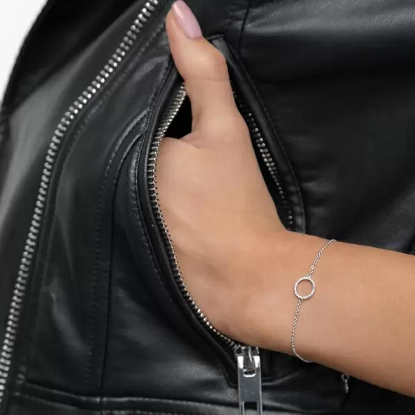 Leaf Jewelry Armkette Circle mit Diamanten, 18 K Weißgold Letzte 3 Tage
