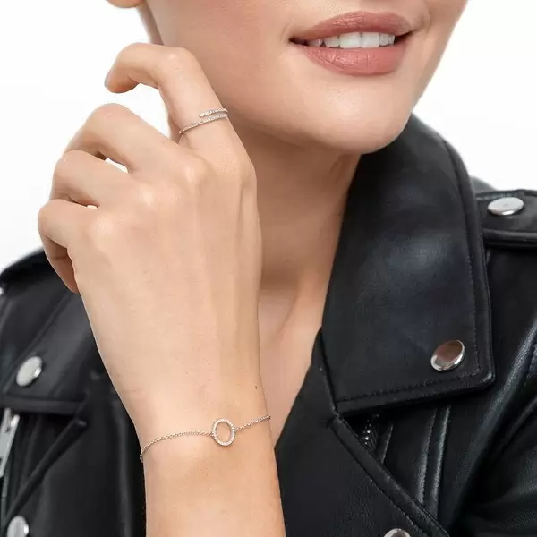 Leaf Jewelry Armkette Circle mit Diamanten, 18 K Weißgold Letzte 3 Tage