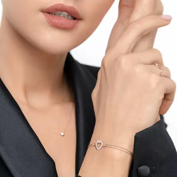 Leaf Jewelry Glücksbändchen Heart, 14 K Rosegold, Beige Neueste Stile