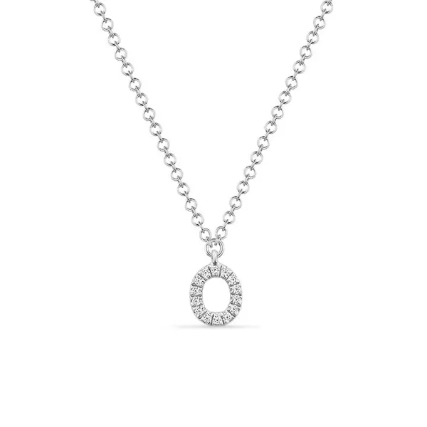 Leaf Jewelry Halskette Letter "O", 14 K Weißgold mit Diamanten Letzte 2 Tage