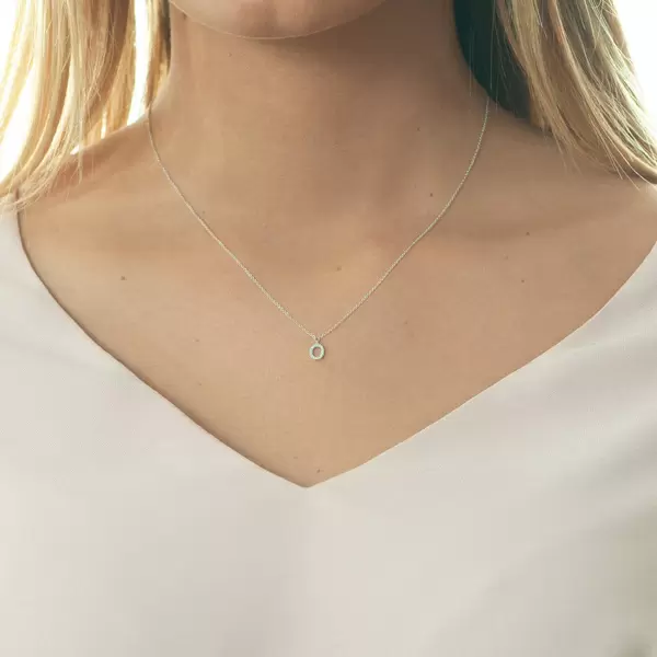 Leaf Jewelry Halskette Letter "O", 14 K Weißgold mit Diamanten Letzte 2 Tage