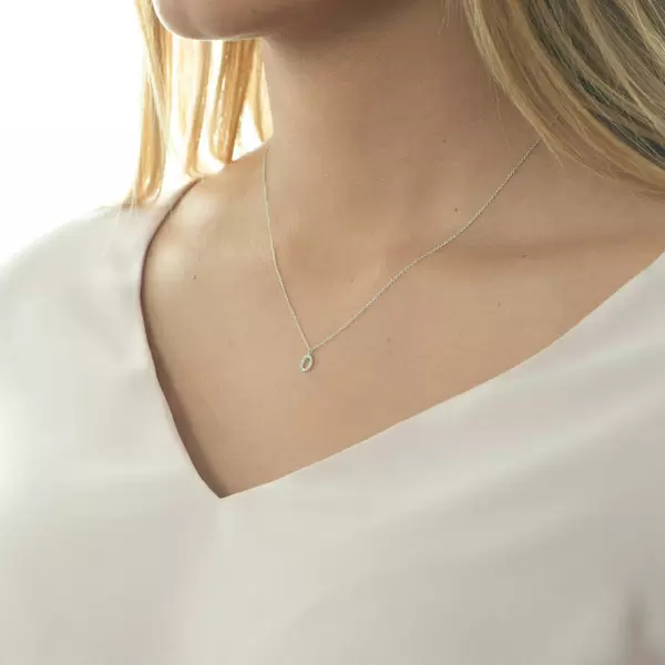 Leaf Jewelry Halskette Letter "O", 14 K Weißgold mit Diamanten Letzte 2 Tage
