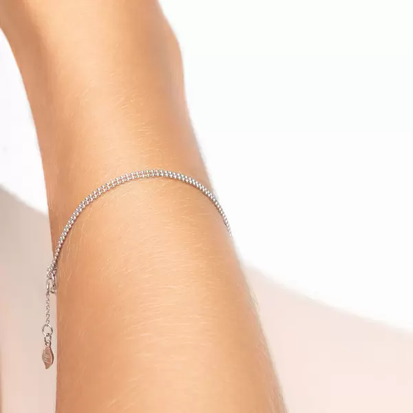 Leaf Jewelry Armkette Ball Chain Double, 14 K Weißgold Letzter Tag