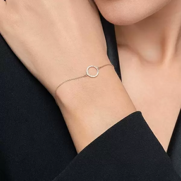 Leaf Jewelry Armkette Circle mit Diamanten, 18 K Roségold Bis zu 60% Rabatt