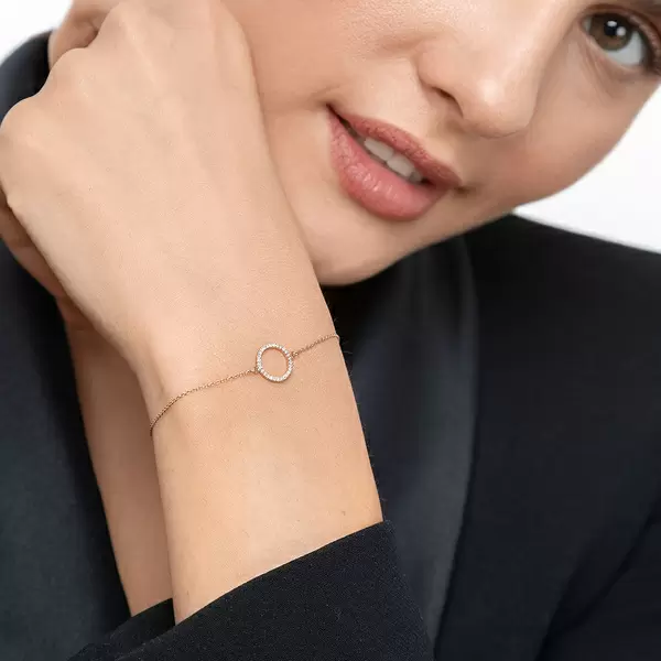 Leaf Jewelry Armkette Circle mit Diamanten, 18 K Roségold Bis zu 60% Rabatt