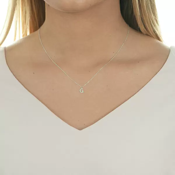Leaf Jewelry Halskette Letter "G", 14 K Weißgold mit Diamanten Bis zu 65% Rabatt