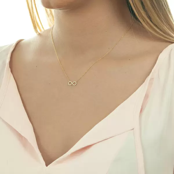 Leaf Jewelry Halskette Infinity mit Diamanten, 18 K Gelbgold Nur für heute