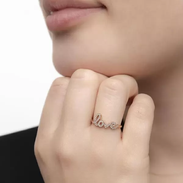 Leaf Jewelry Ring Love 18K Roségold mit Diamanten Super Rabatt