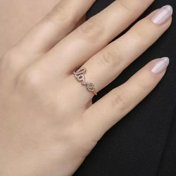 Leaf Jewelry Ring Love 18K Roségold mit Diamanten Super Rabatt