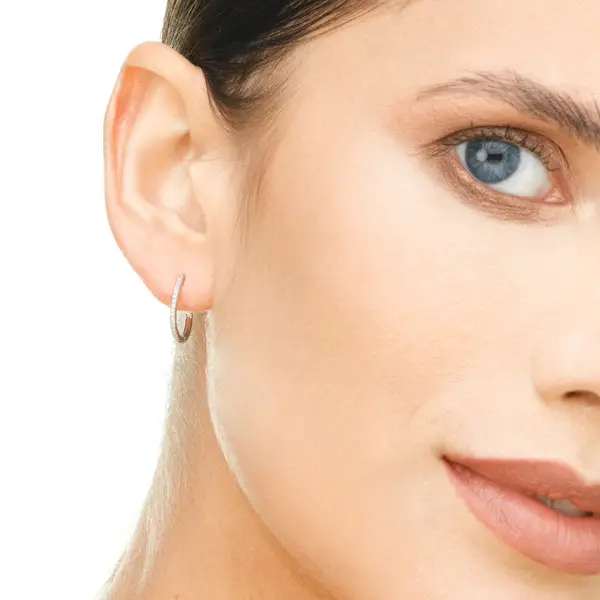 Leaf Jewelry Creole Oval S mit Diamanten, 18 Weißgold Riesige Rabatte