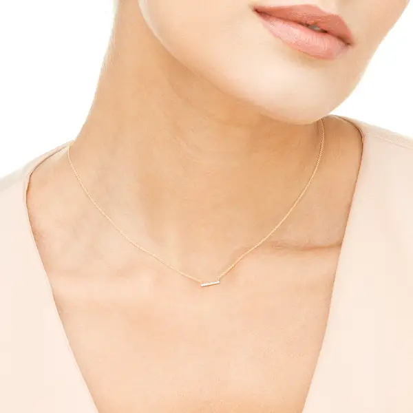 Leaf Jewelry Halskette Horizontal Bar, Diamant, 14 K Gelbgold 50% Rabatt mit kostenlosem Versand