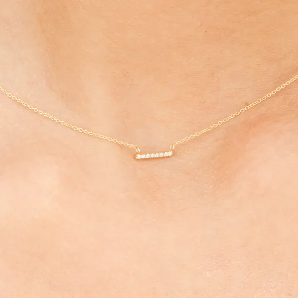 Leaf Jewelry Halskette Horizontal Bar, Diamant, 14 K Gelbgold 50% Rabatt mit kostenlosem Versand