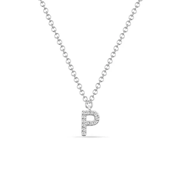 Leaf Jewelry Halskette Letter "P", 14 K Weißgold mit Diamanten Fabrikladen