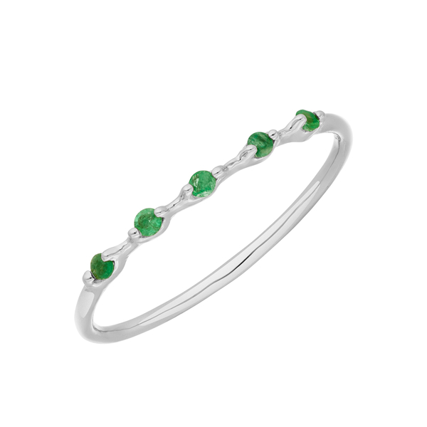 Leaf Jewelry Ring mit 5 Smaragden, 14K Weißgold Speichern exportieren