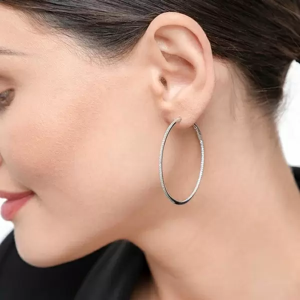 Leaf Jewelry Creole Circle XL mit Diamanten, 50mm, 18 K Rosegold zollfrei