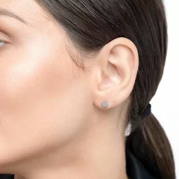 Leaf Jewelry Ohrringe Pavé mit Diamanten, 18 K Weßgold Auslauf