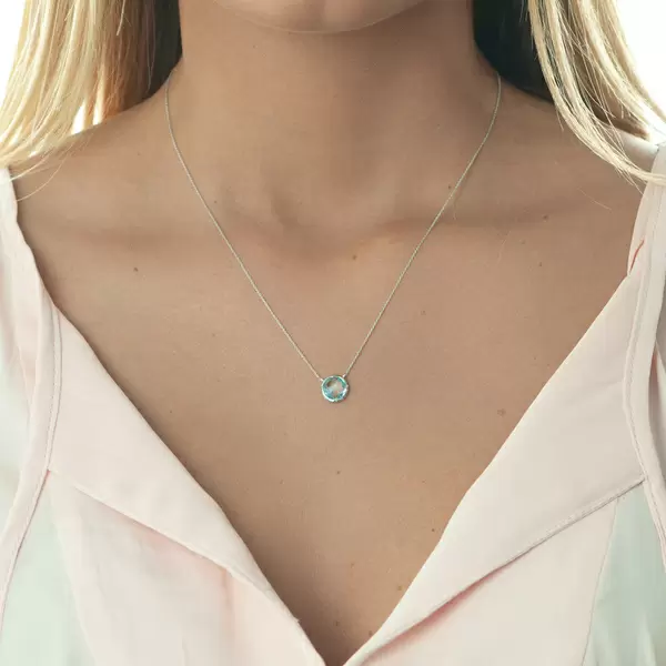Leaf Jewelry Halskette Blauer Topas, 14 K Weißgold Angebote