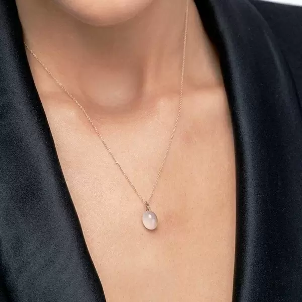 Leaf Jewelry Halskette Cabochon II, 14 K Rosegold, Rosenquarz Schlussverkauf