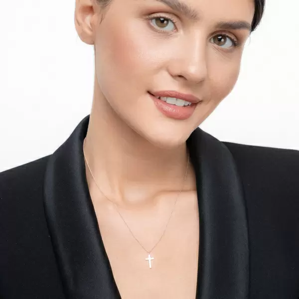 Leaf Jewelry Halskette Kreuz, 14 K Rosegold Fabrikverkauf