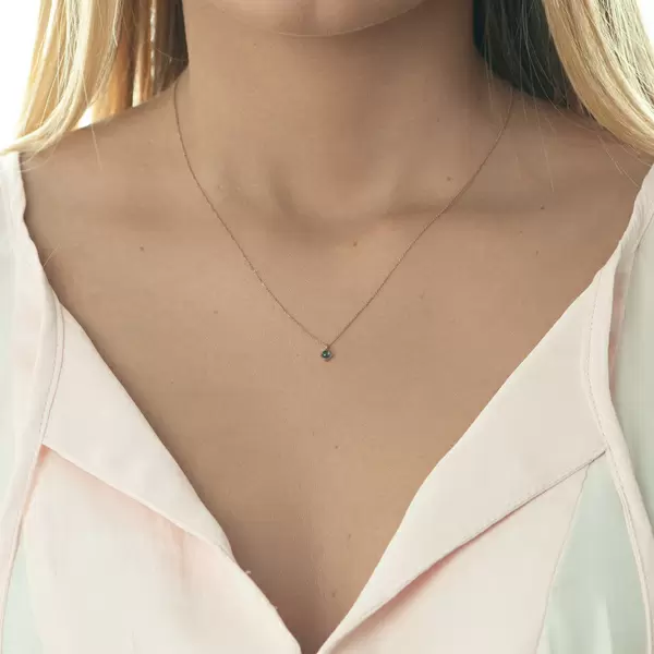Leaf Jewelry Halskette Cabochon, Blauer Topas, 14 K Roségold Limitierter Zeitrabatt
