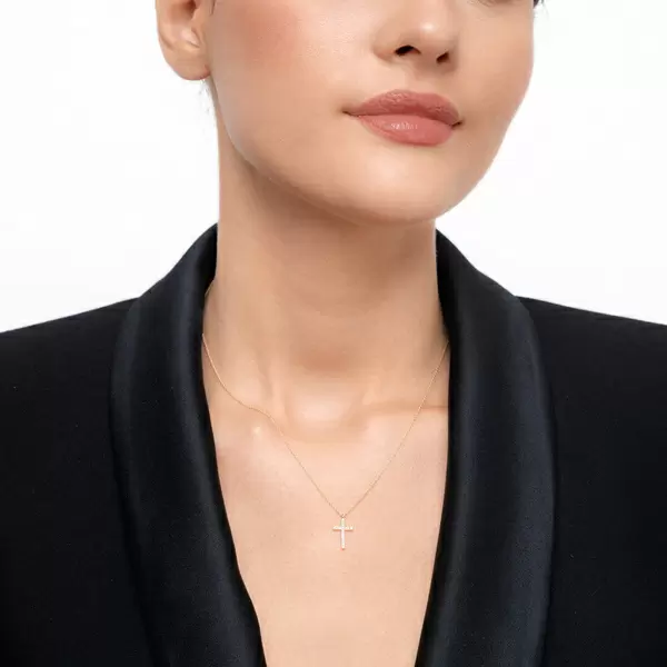 Leaf Jewelry Halskette Kreuz mit Diamanten, 18 K Gelbgold Fabrikpreis