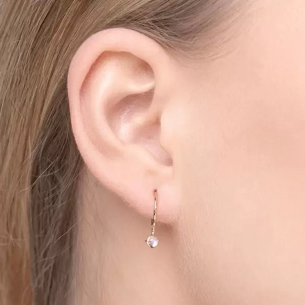 Leaf Jewelry Ohrringe Cabochon, Mondstein, 14 K Gelbgold Versandkostenfrei