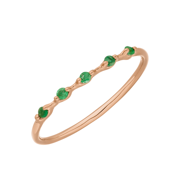 Leaf Jewelry Ring mit 5 Smaragden, 14K Rosegold Cyber Monday