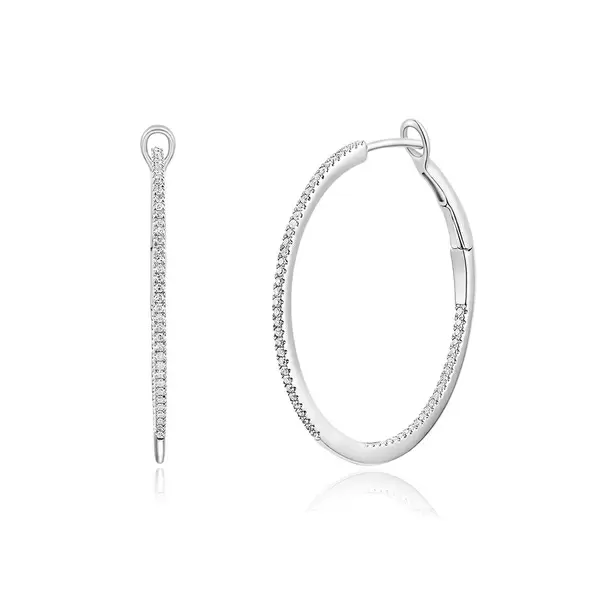 Leaf Jewelry Creole Circle M mit Diamanten, 30mm, 18 K Weißgold Weihnachtsangebot