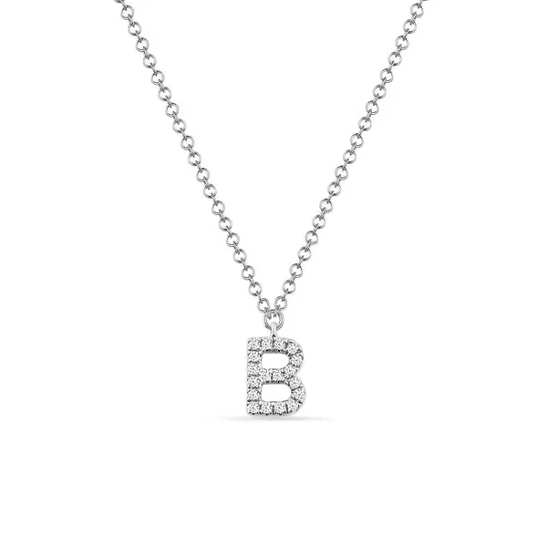 Leaf Jewelry Halskette Letter "B", 14 K Weißgold mit Diamanten Osterangebot