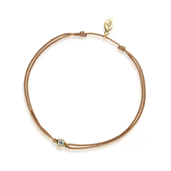 Leaf Jewelry Glücksbändchen "my first diamond", 14K Gelbgold, Beige Valentinstagsangebot