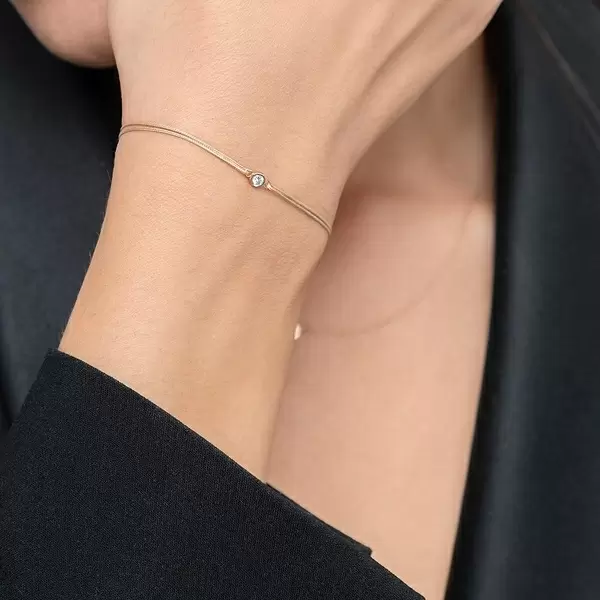 Leaf Jewelry Glücksbändchen "my first diamond", 14K Gelbgold, Beige Valentinstagsangebot