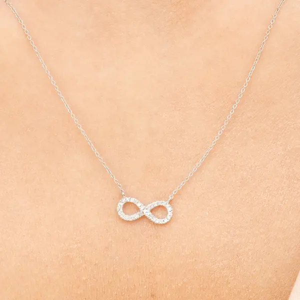 Leaf Jewelry Halskette Infinity mit Diamanten, 18 K Weissgold Heißer Verkauf