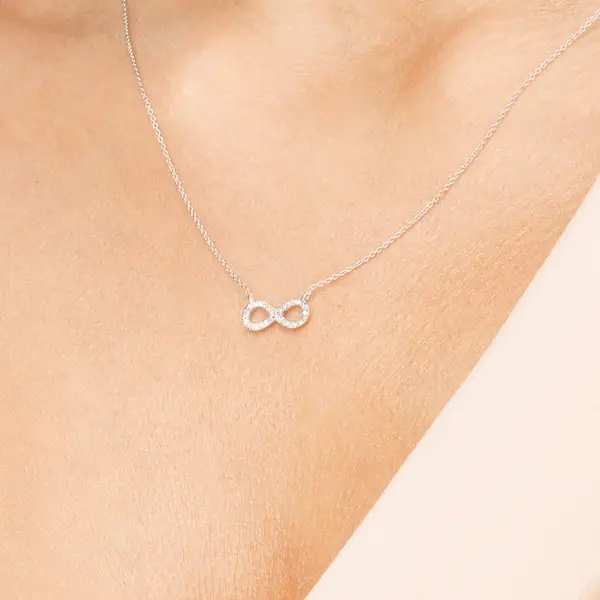 Leaf Jewelry Halskette Infinity mit Diamanten, 18 K Weissgold Heißer Verkauf