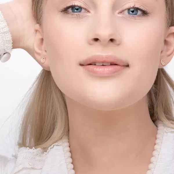 Leaf Jewelry Ohrringe Circle mit Diamanten, 18 K Rosegold Top Angebot