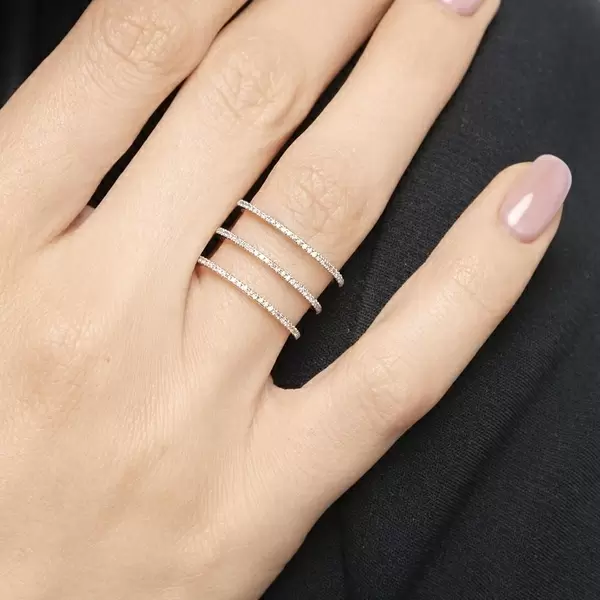 Leaf Jewelry Ring Triple mit Diamanten, 18K Gelbgold Neueste Mode