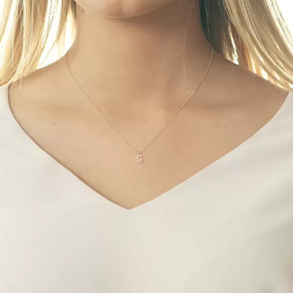 Leaf Jewelry Halskette Letter "S", 14 K Rosegold mit Diamanten Neuheiten