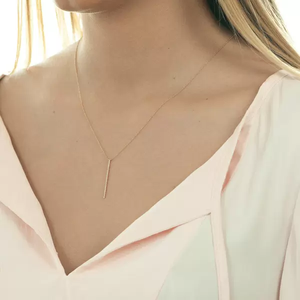 Leaf Jewelry Halskette Bar Diamanten, 18 K Rosegold Räumungsverkauf