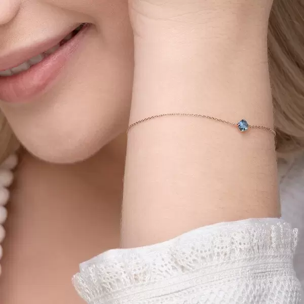 Leaf Jewelry Armkette Cabochon, Blue Topaz, 14 K Rosegold Sonderangebote