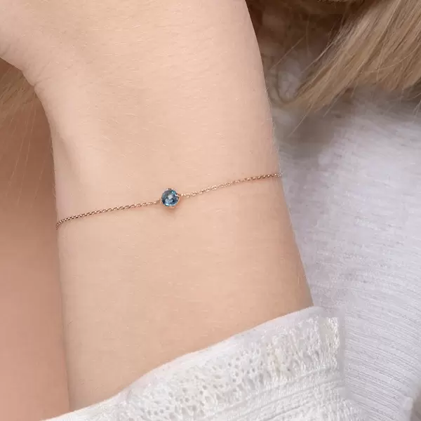 Leaf Jewelry Armkette Cabochon, Blue Topaz, 14 K Rosegold Sonderangebote