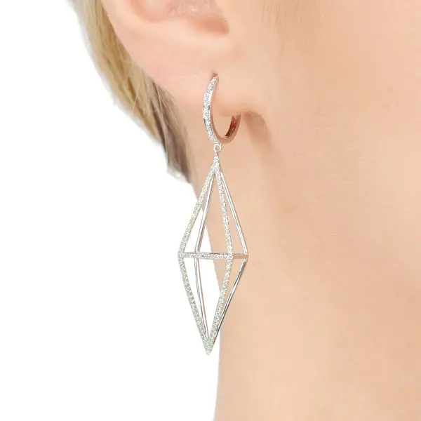 Leaf Jewelry Ohrringe Trapez mit Diamanten, 18 K Rosegold Tiefpreis