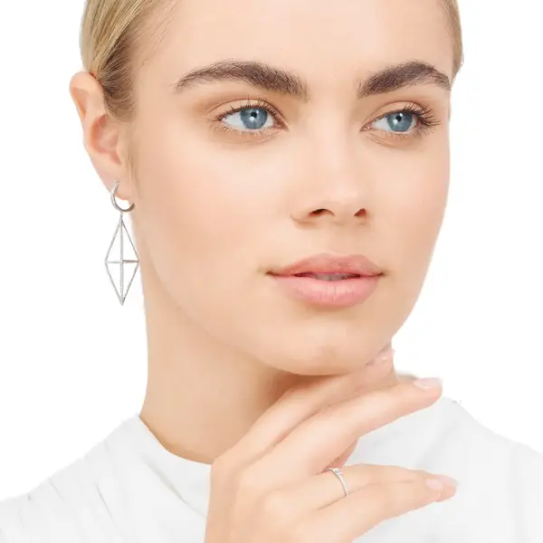 Leaf Jewelry Ohrringe Trapez mit Diamanten, 18 K Rosegold Tiefpreis