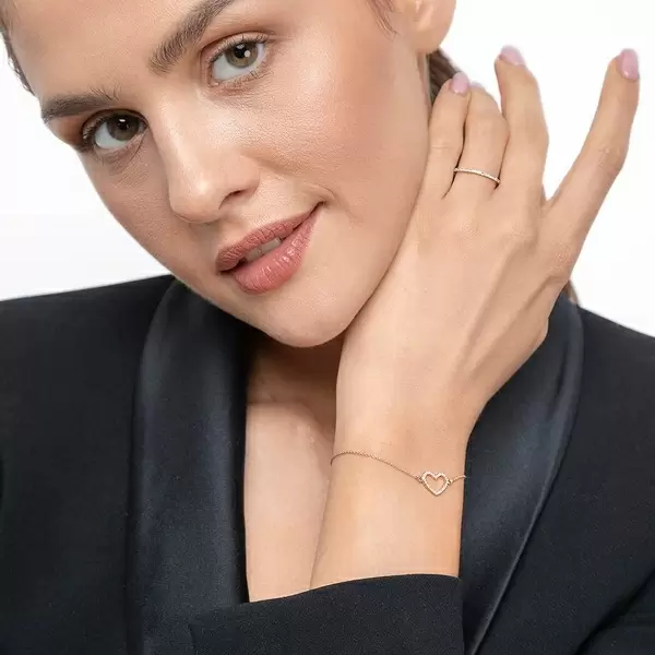 Leaf Jewelry Armkette Heart mit Diamanten, 18 K Roségold Super Sparpreis