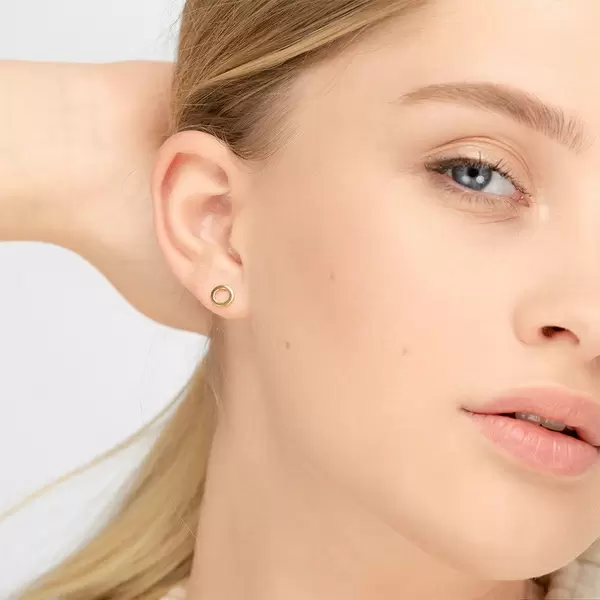 Leaf Jewelry Ohrstecker Circle, 14 K Gelbgold Kostenlose Rückgabe