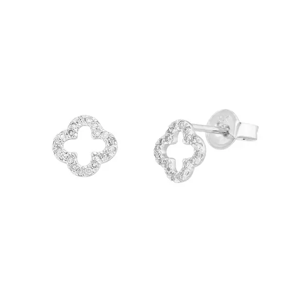 Leaf Jewelry Ohrstecker Clover mit Diamanten, 18 K Weissgold Letzte 3 Tage