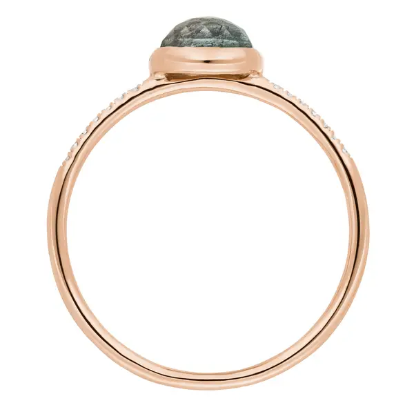 Leaf Jewelry Ring Labradorit mit Diamanten, 14K Rosegold Neueste Stile