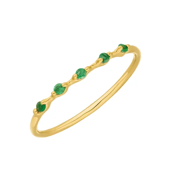Leaf Jewelry Ring mit 5 Smaragden, 14K Gelbgold Letzte 2 Tage